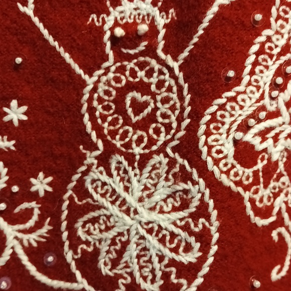 Christmas Red Vest Merino WoolEmbroidered Winter Festive Medium - Picture 6 of 13